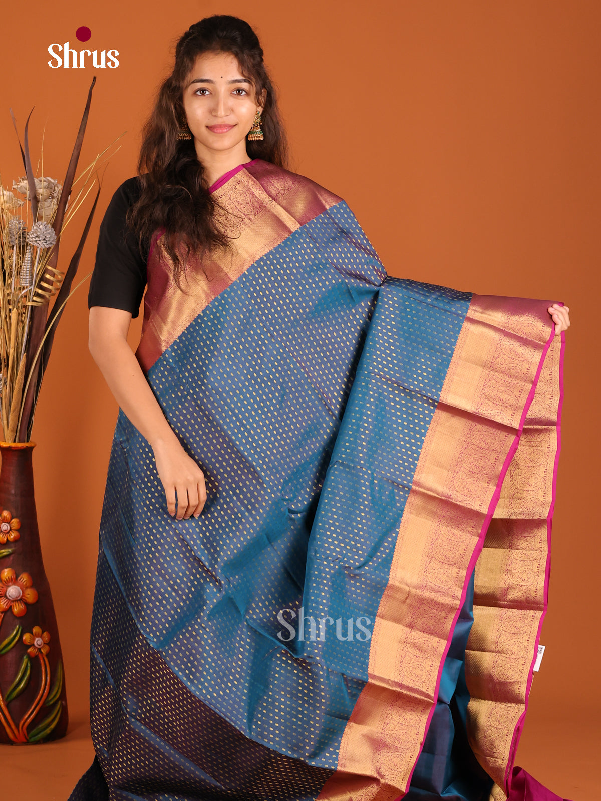 Blue & Purple- Kanchipuram-halfpure Saree