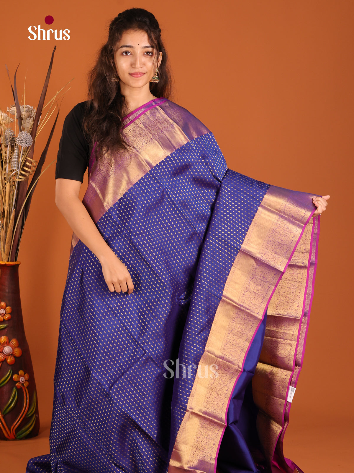 Blue & Purple - Kanchipuram-halfpure Saree