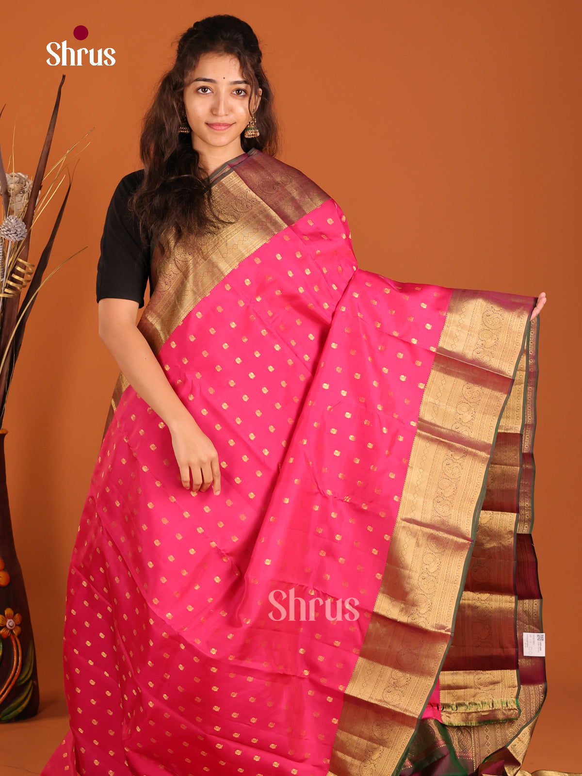Pink & Green - Kanchipuram-halfpure Saree