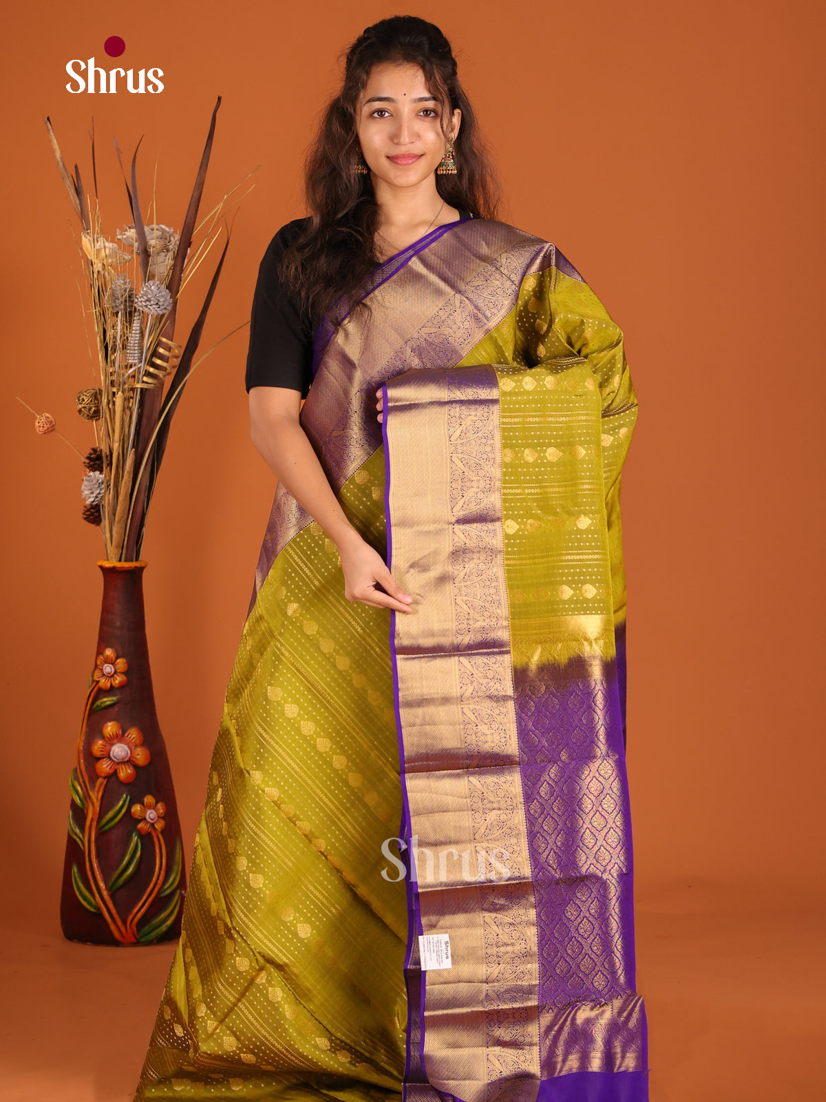 Green & Violet - Kanchipuram-halfpure Saree - Shop on Shrus.com