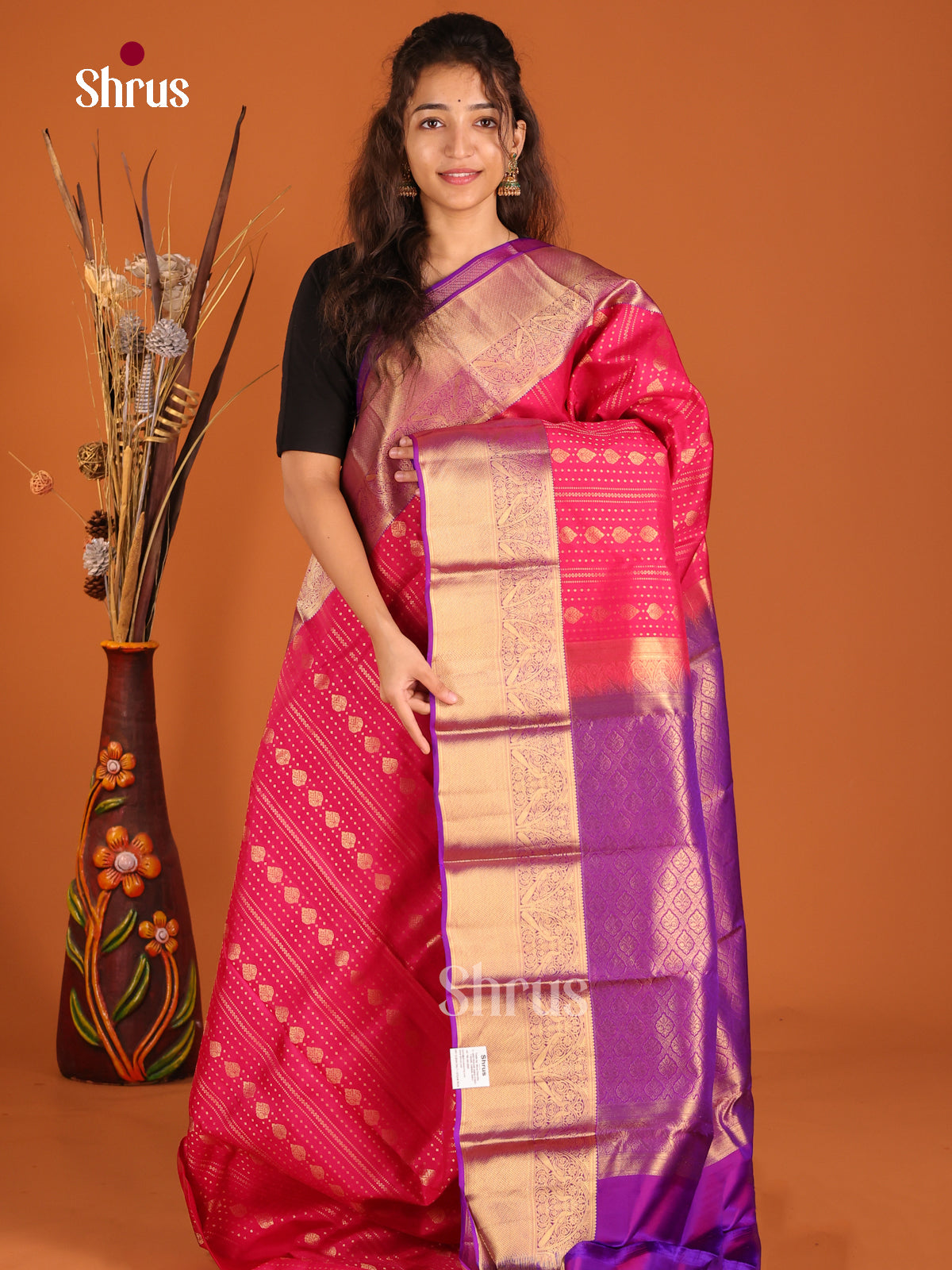 Pink & Purple - Kanchipuram-halfpure Saree