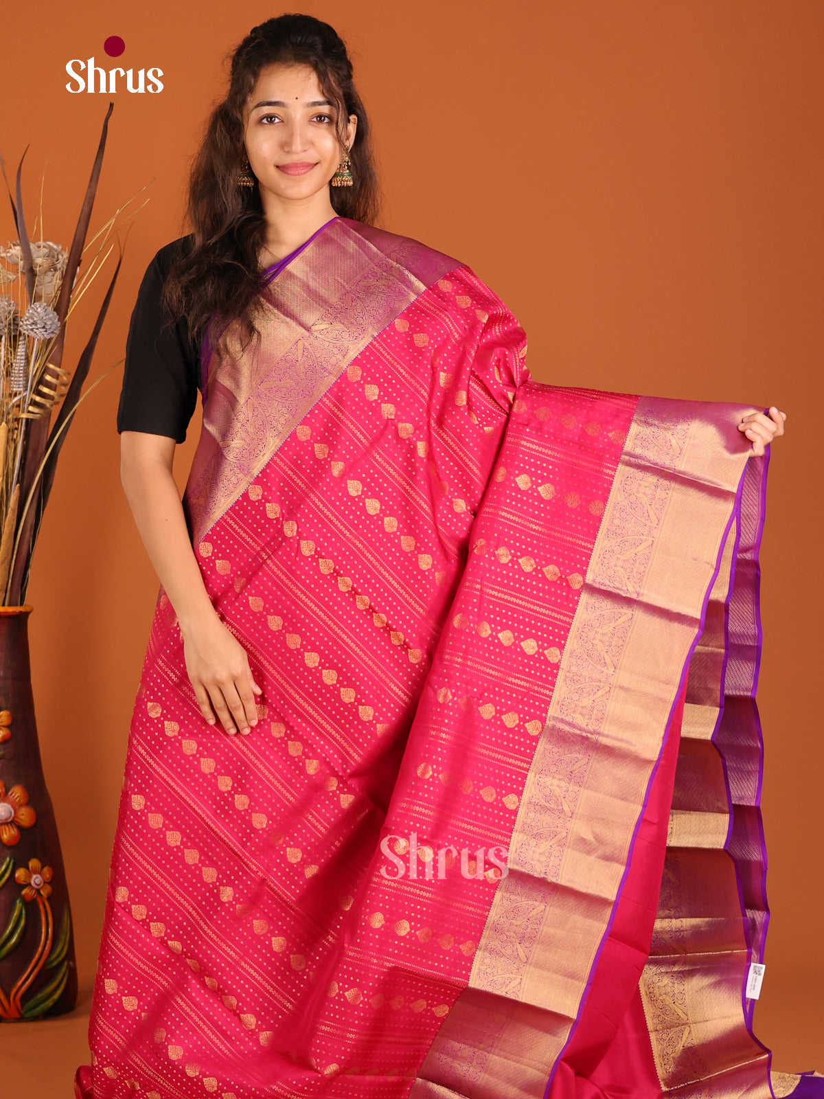 Pink & Purple - Kanchipuram-halfpure Saree