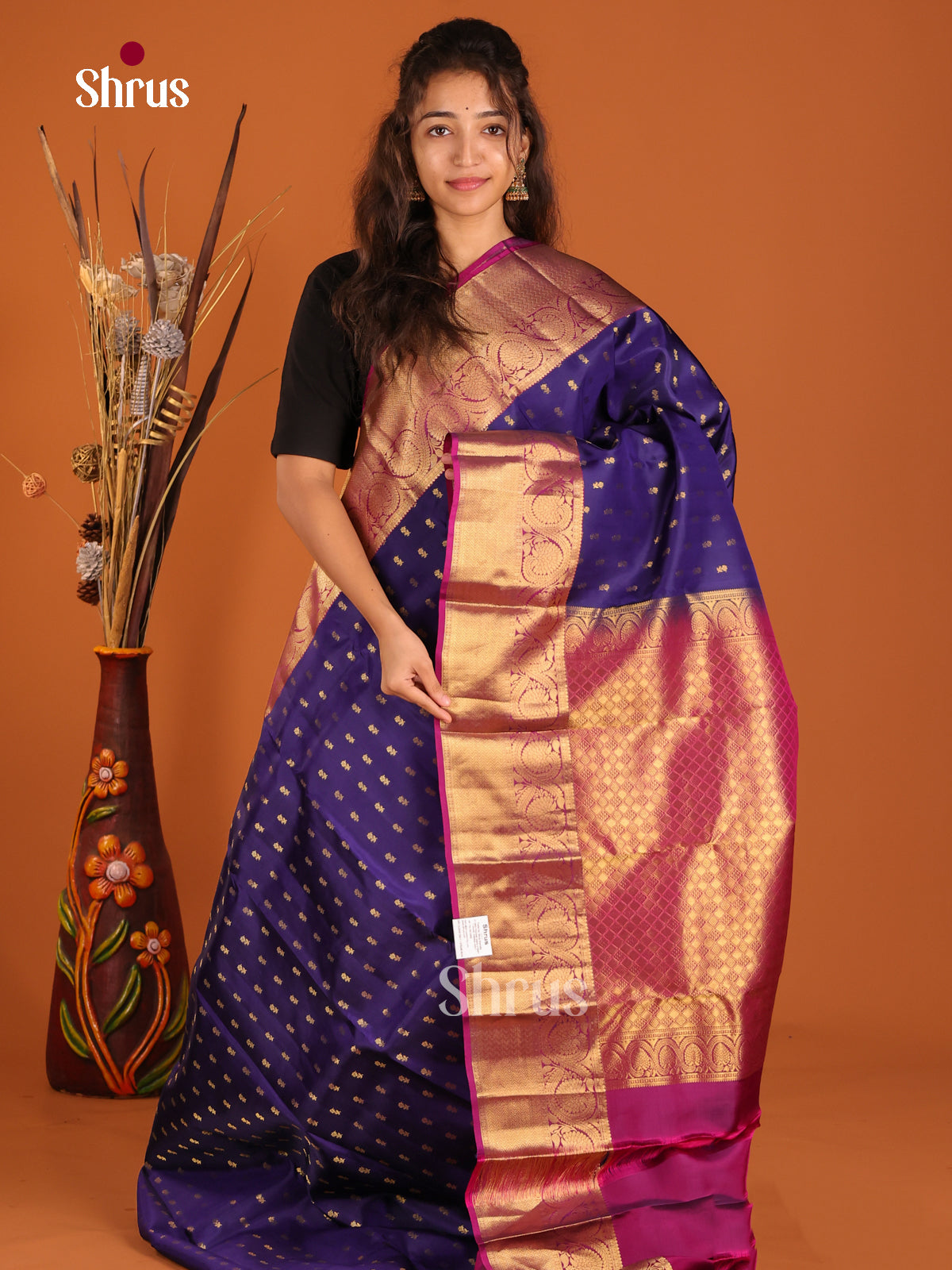 Blue & Purple - Kanchipuram-halfpure Saree