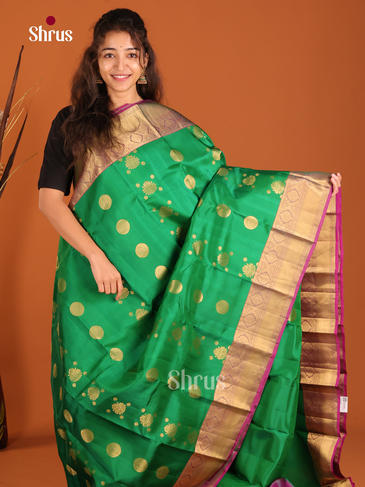 Green & Purple - Kanchipuram-halfpure Saree - Shop on Shrus.com