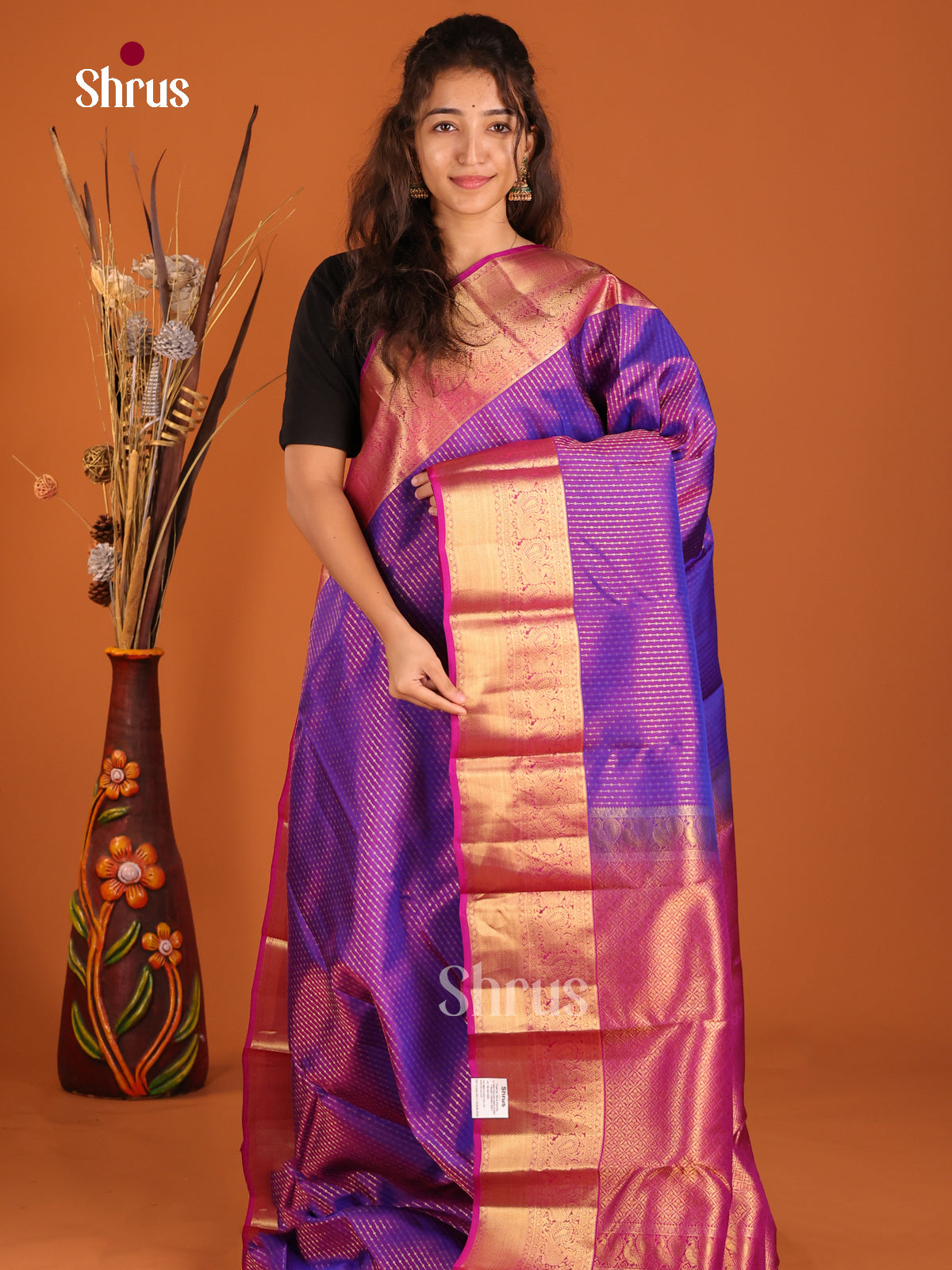 Violet & Majenta - Kanchipuram-halfpure Saree - Shop on Shrus.com