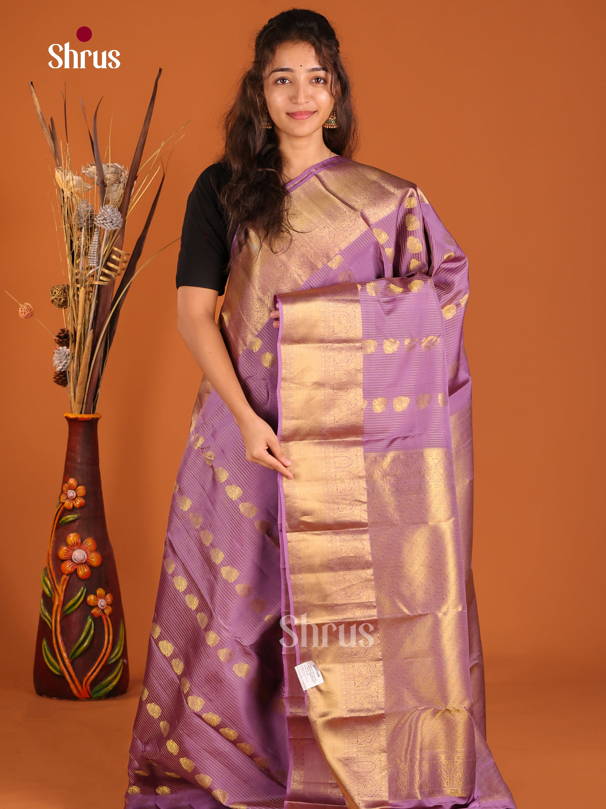 Lavender(Single Tone) - Kanchipuram-halfpure Saree - Shop on Shrus.com