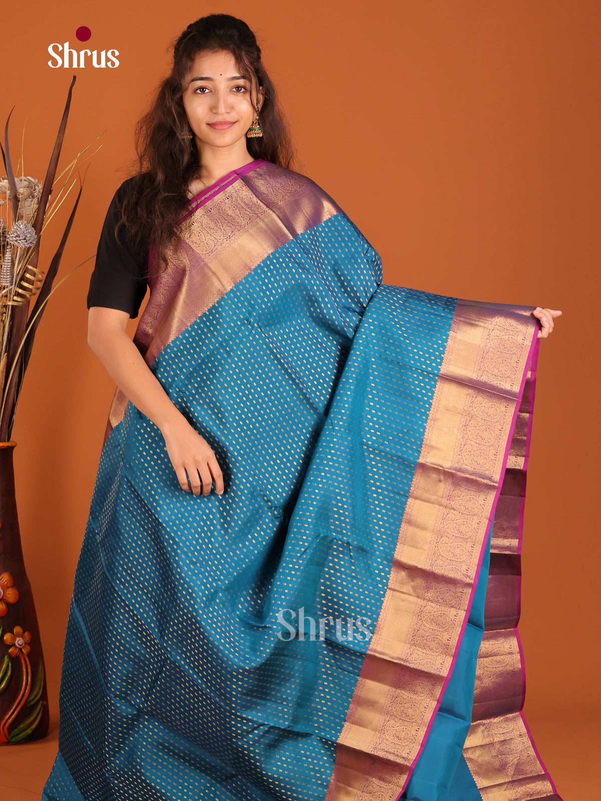 Blue & Purple- Kanchipuram-halfpure Saree