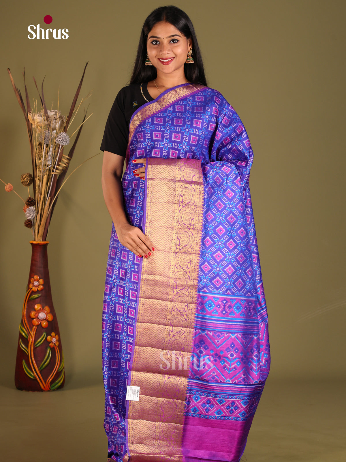 Blue & Purple- Semi Patola Saree