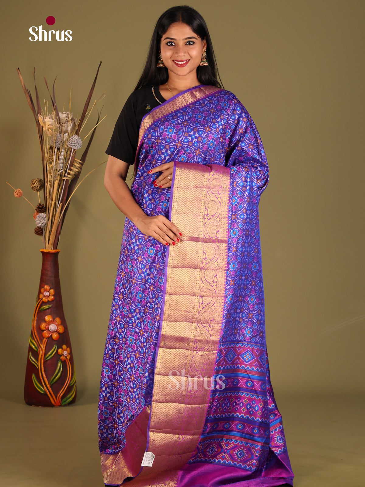 Blue & Purple- Semi Patola Saree