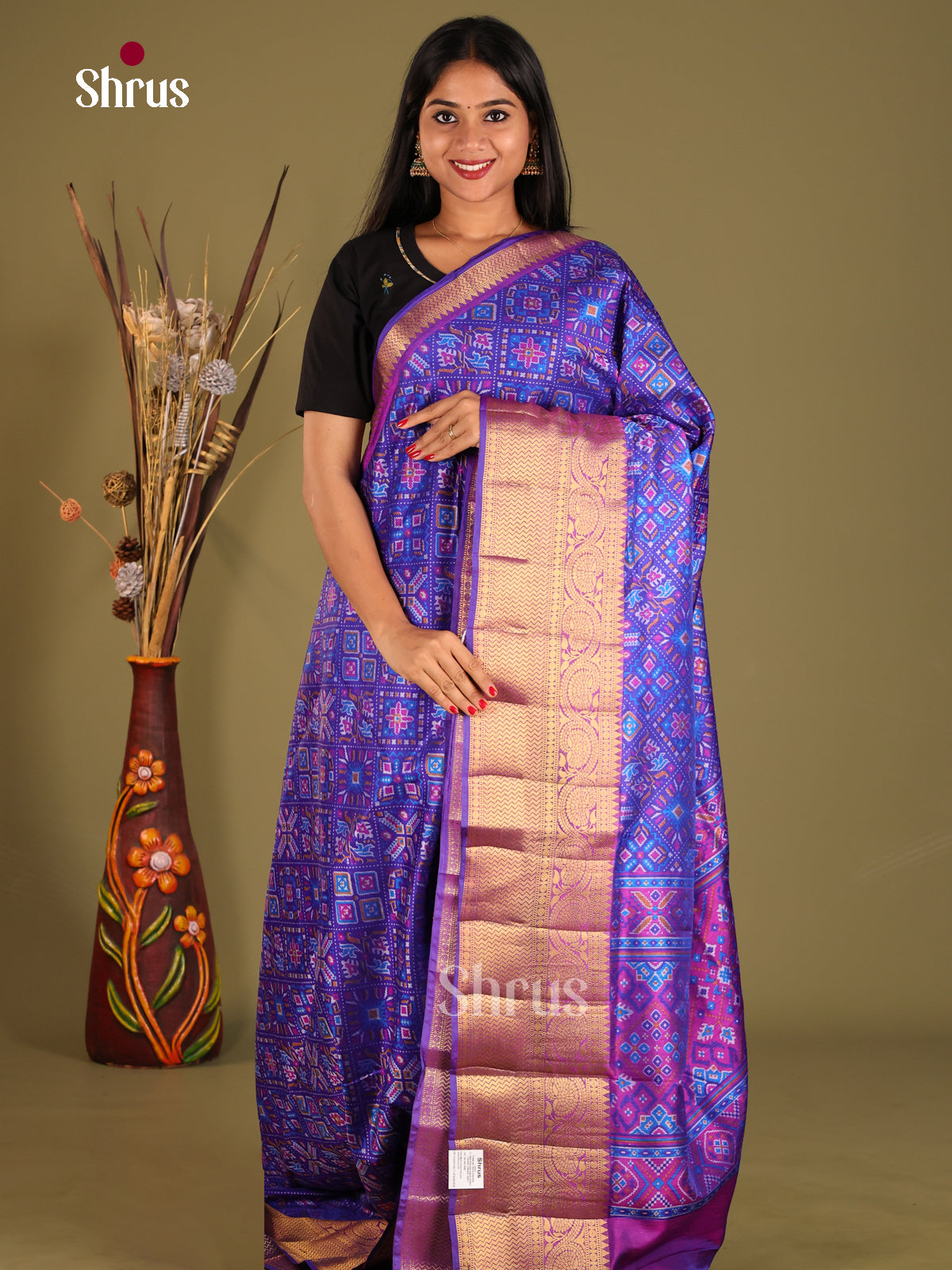 Blue & Purple - Semi Patola Saree