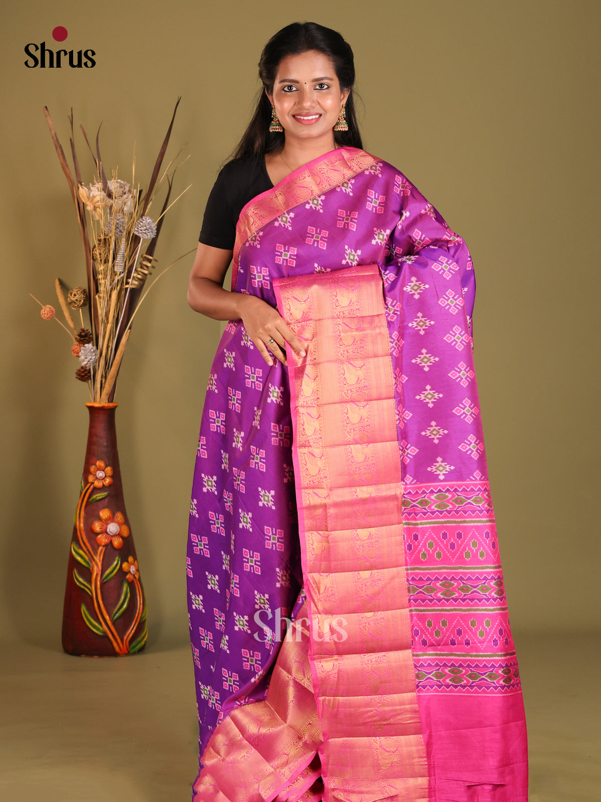 Purple & Pink - Semi Patola Saree