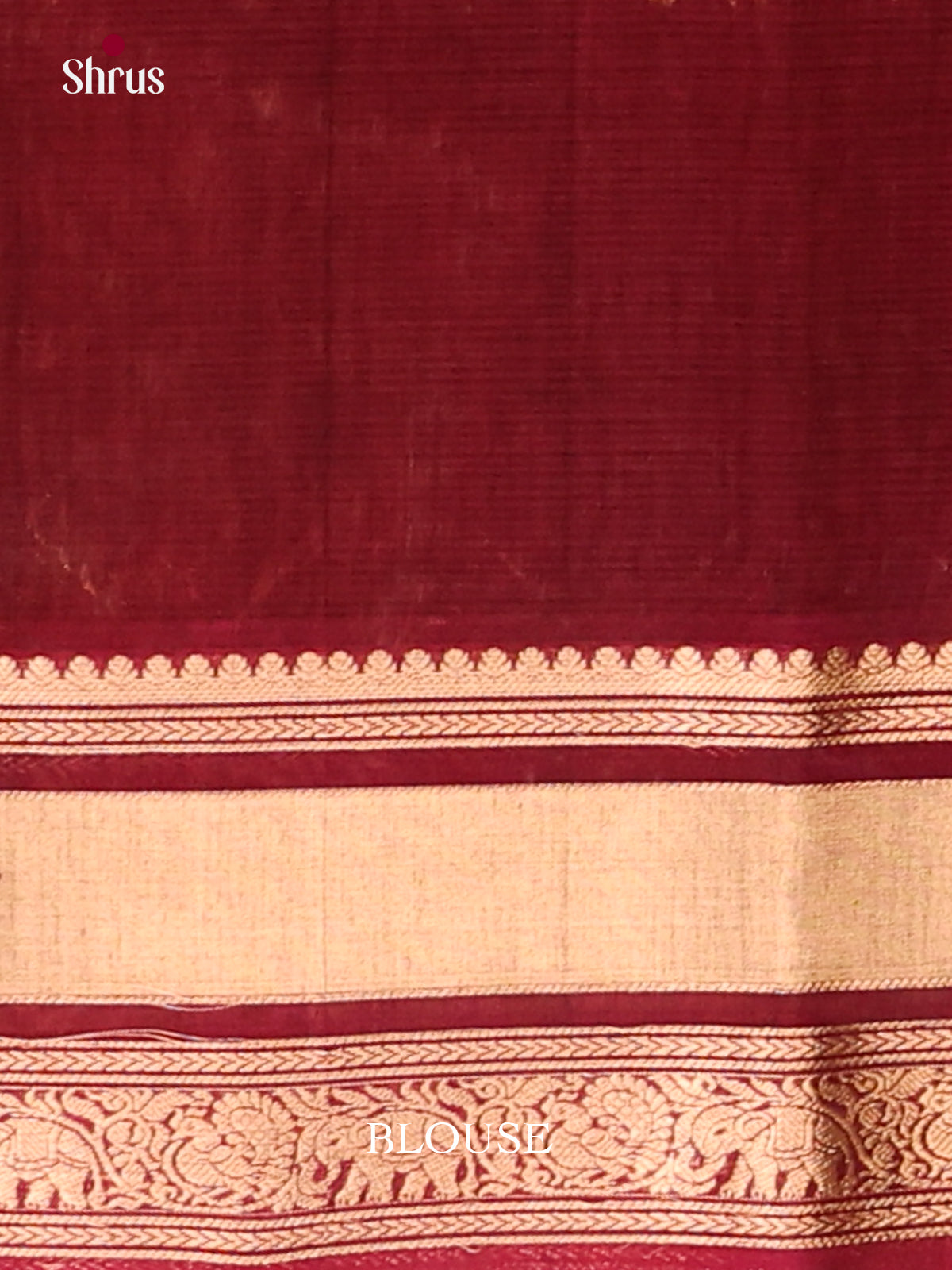 Green & Maroon Silk Cotton Saree with gold zari peacock buttas - Shop on Shrus.com
