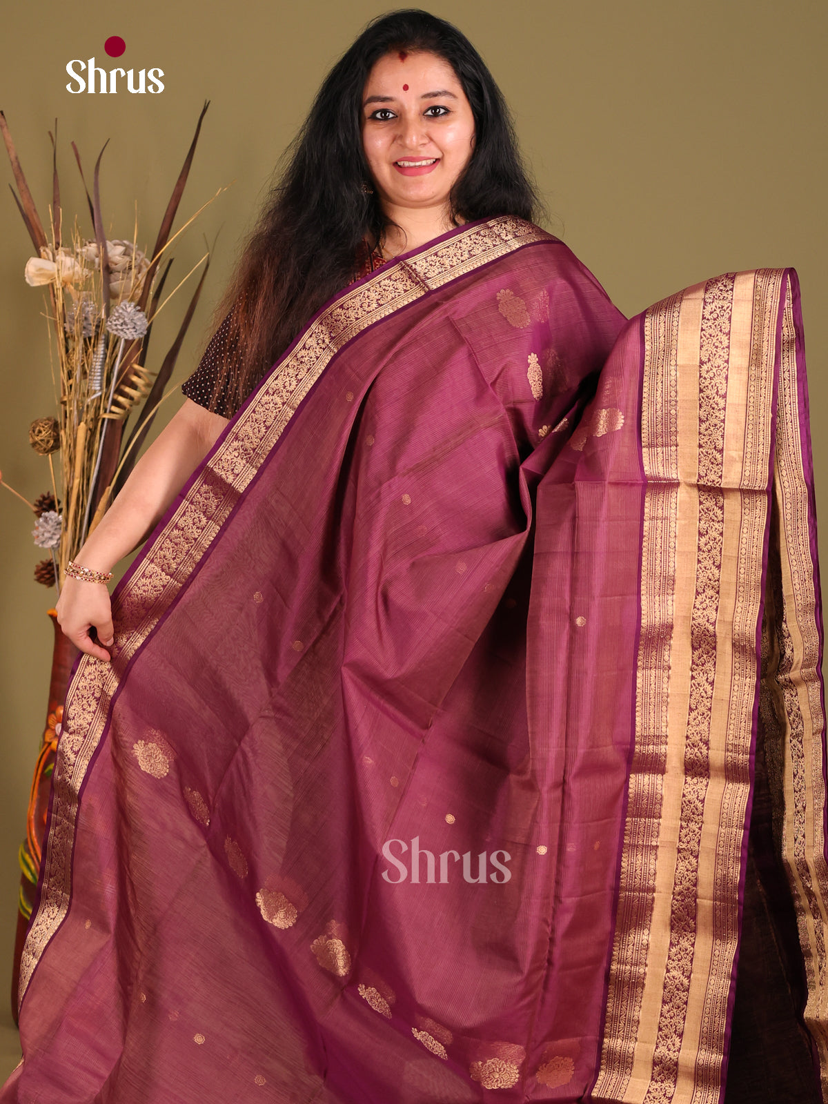 DGS18031 - Silk Cotton Saree - Shop on Shrus.com