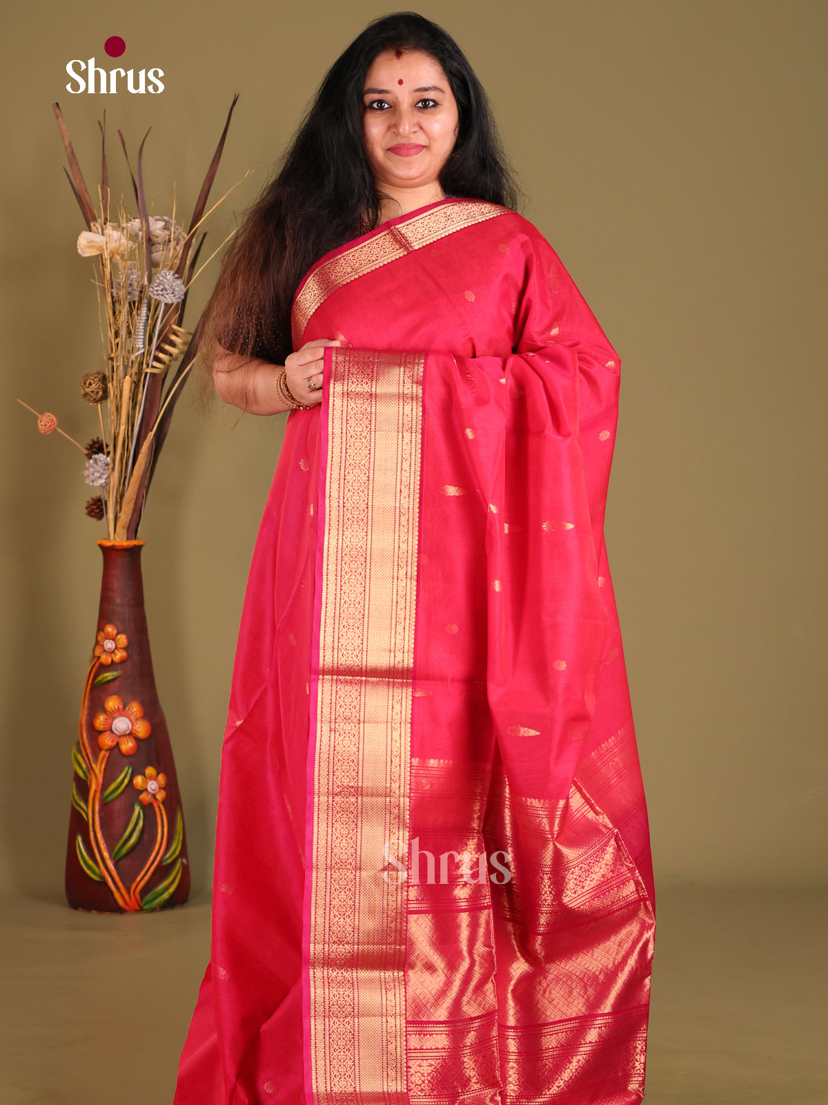 Elegant full pink keerthanai Silk Cotton Saree