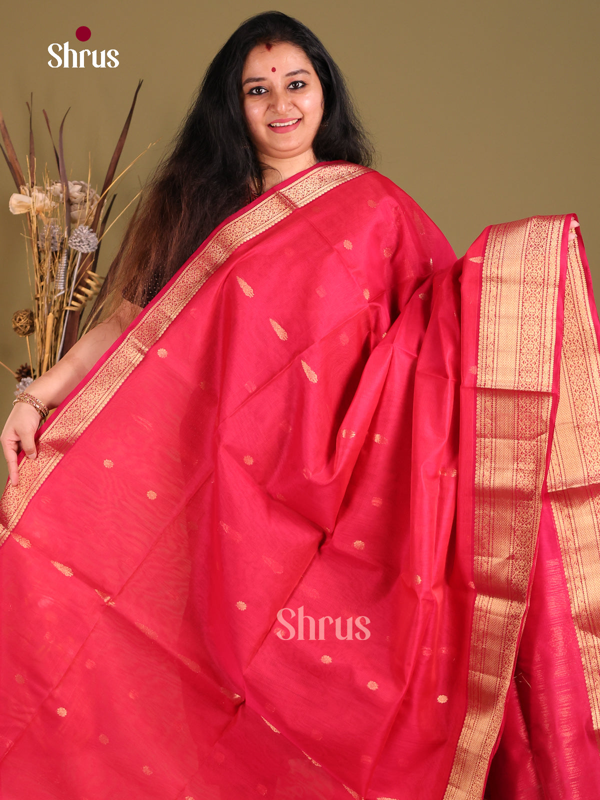 Elegant full pink keerthanai Silk Cotton Saree -1