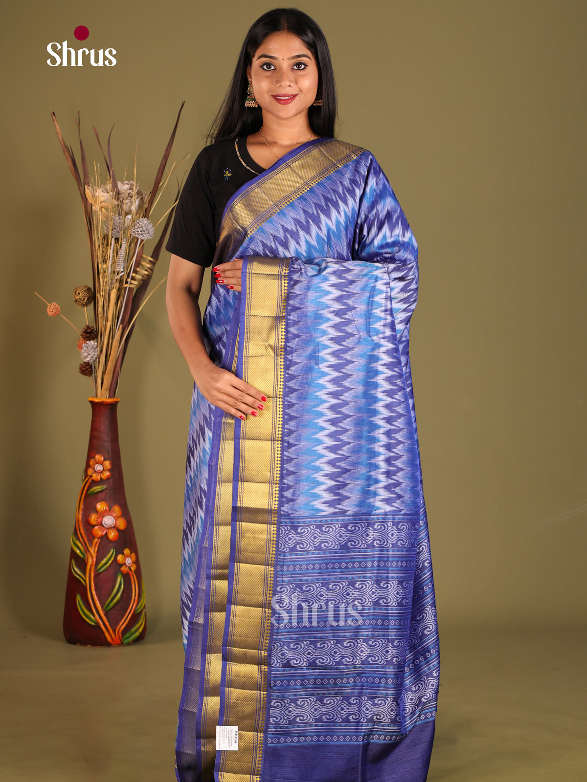Blue - Semi Patola Saree