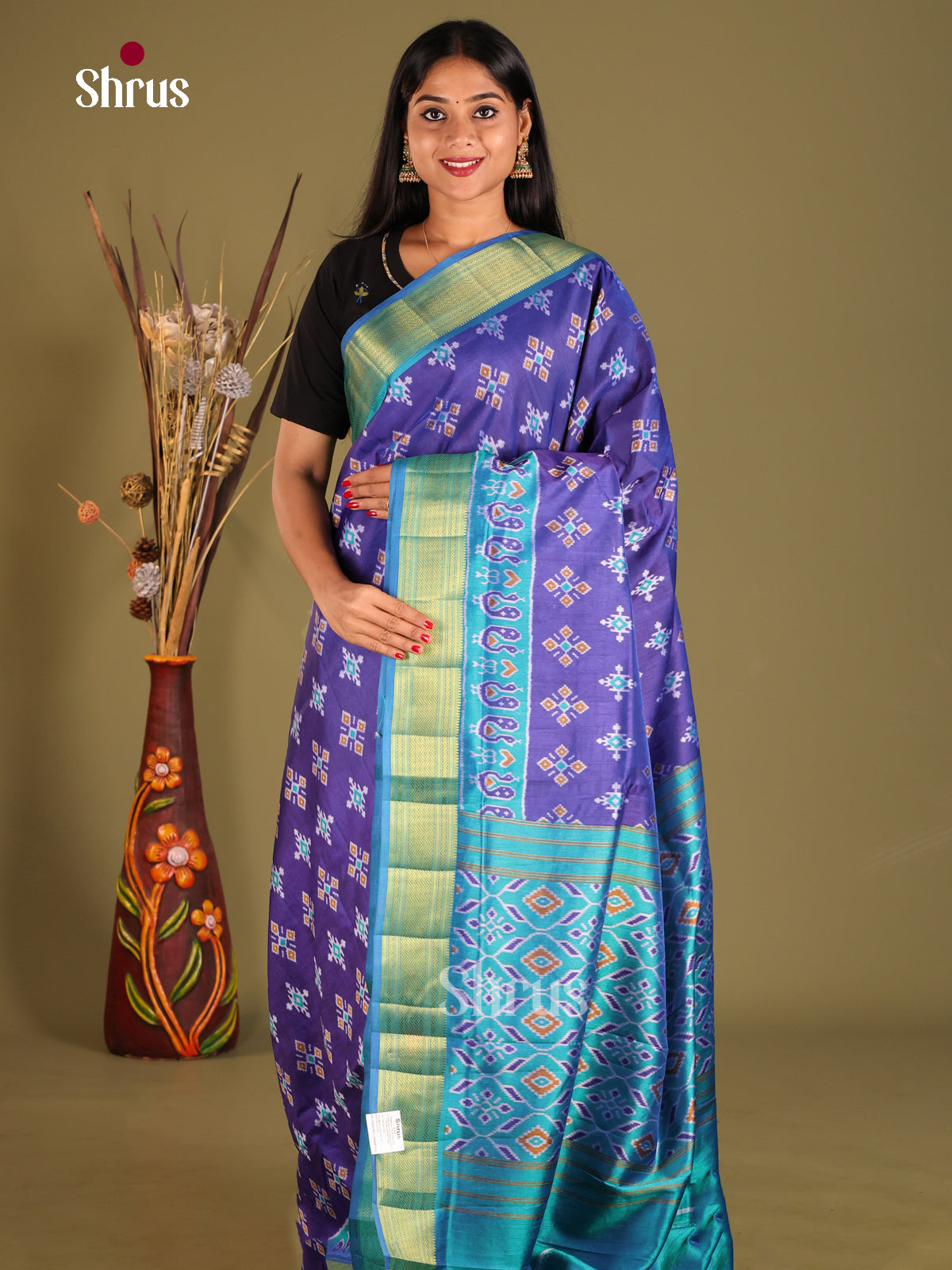 Blue & Teal - Semi Patola Saree