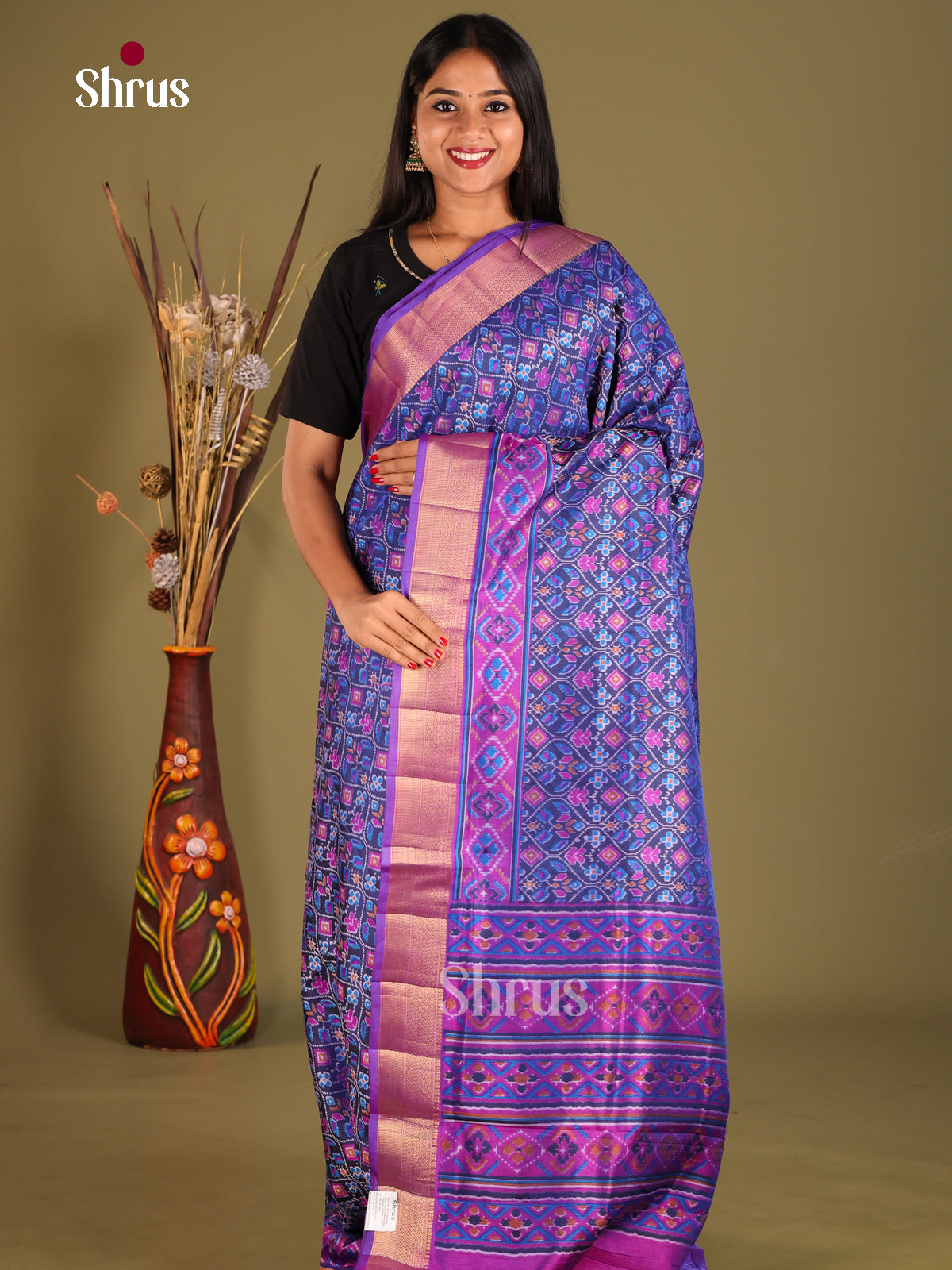 Blue & Purple - Semi Patola Saree