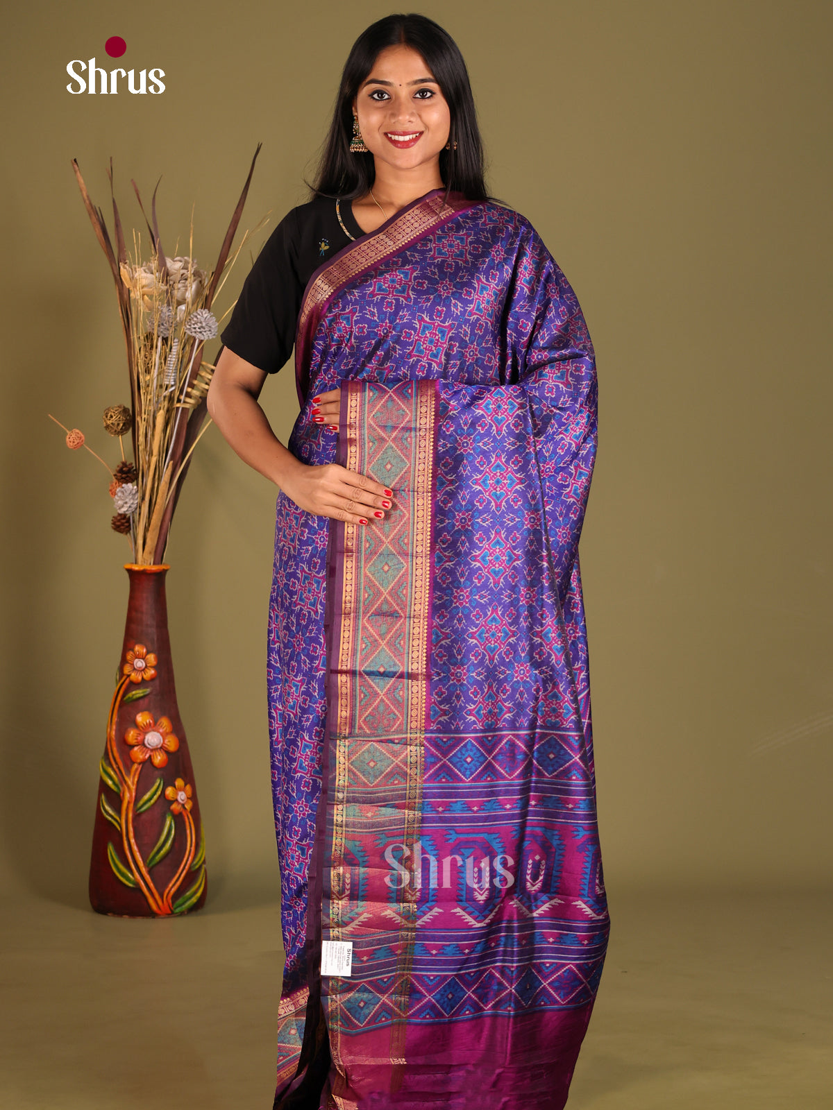Blue & Purple- Semi Patola Saree