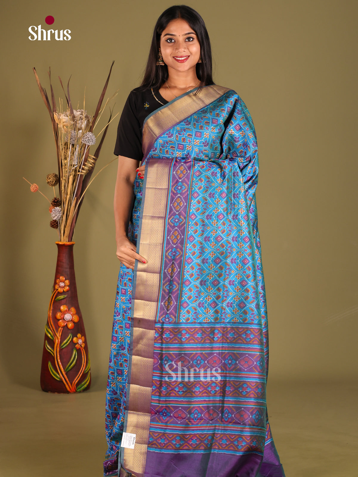 Blue & Purple- Semi Patola Saree