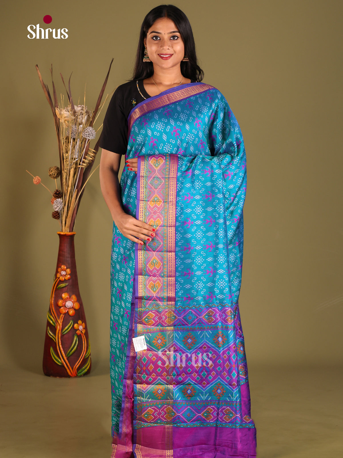 Blue & Purple - Semi Patola Saree