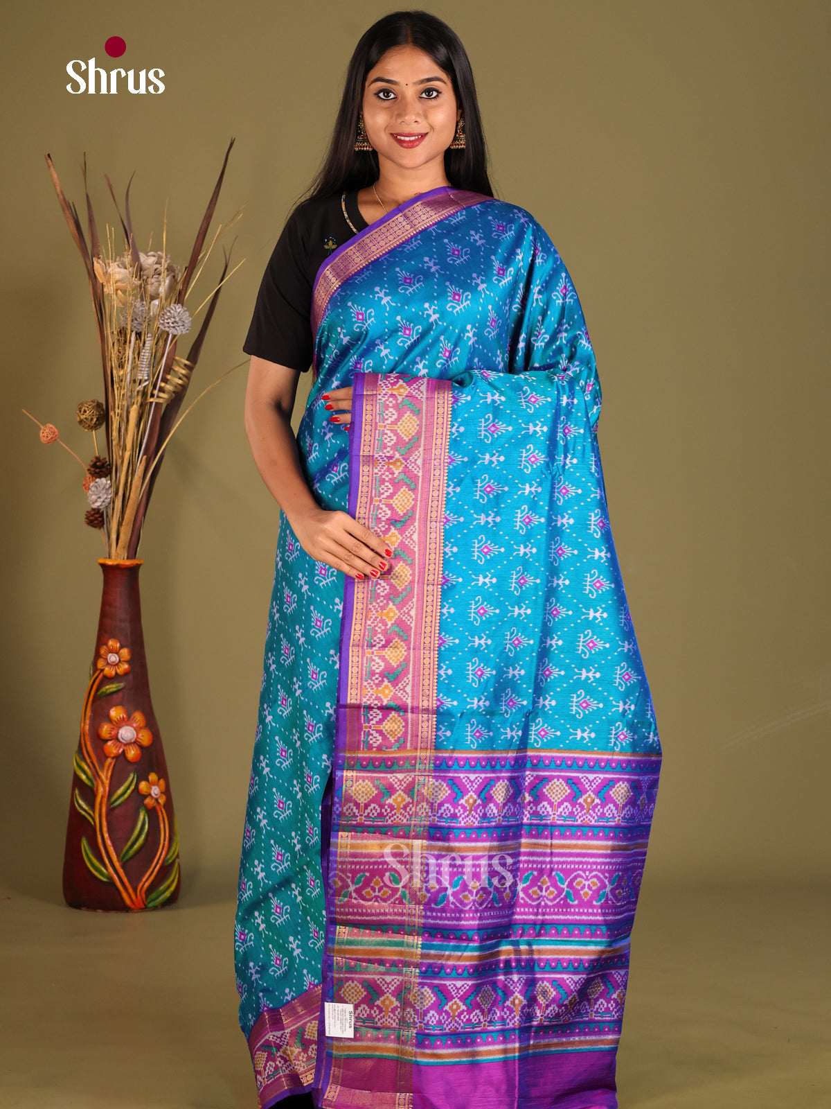 Blue & Purple - Semi Patola Saree