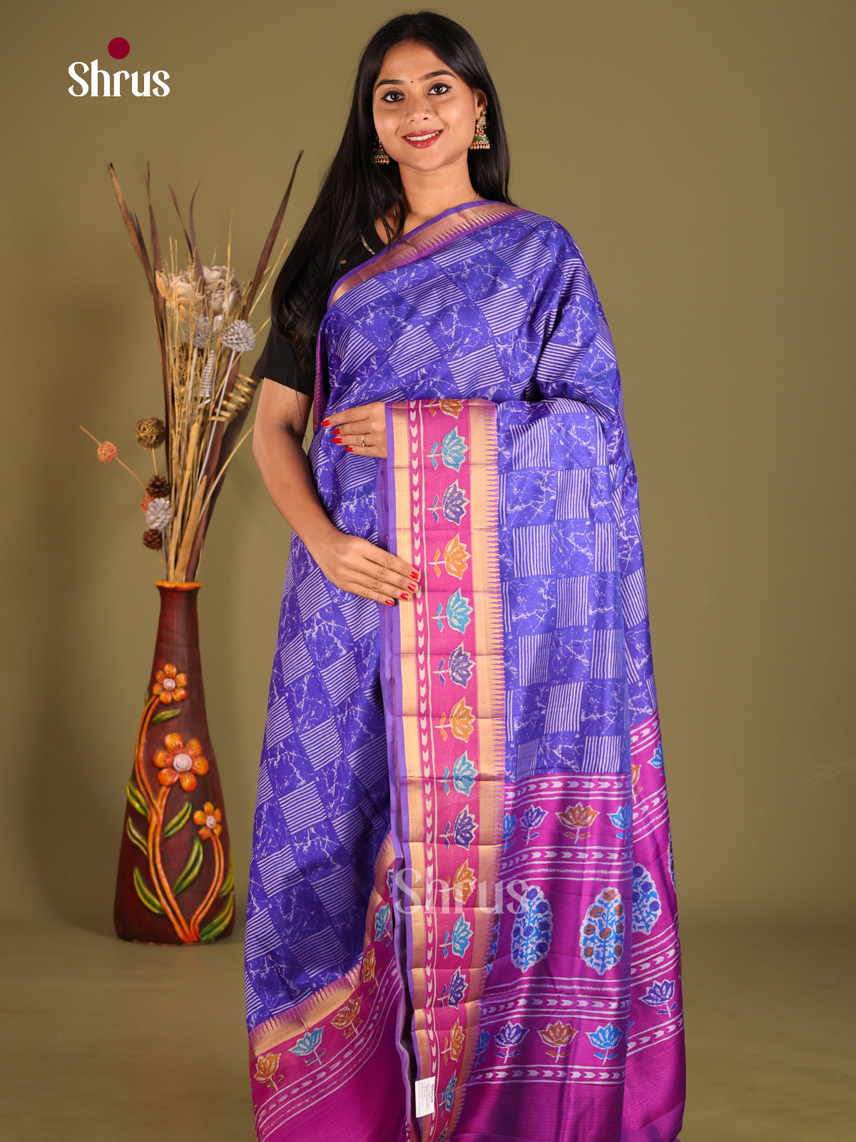 Blue & Purple - Semi Patola Saree