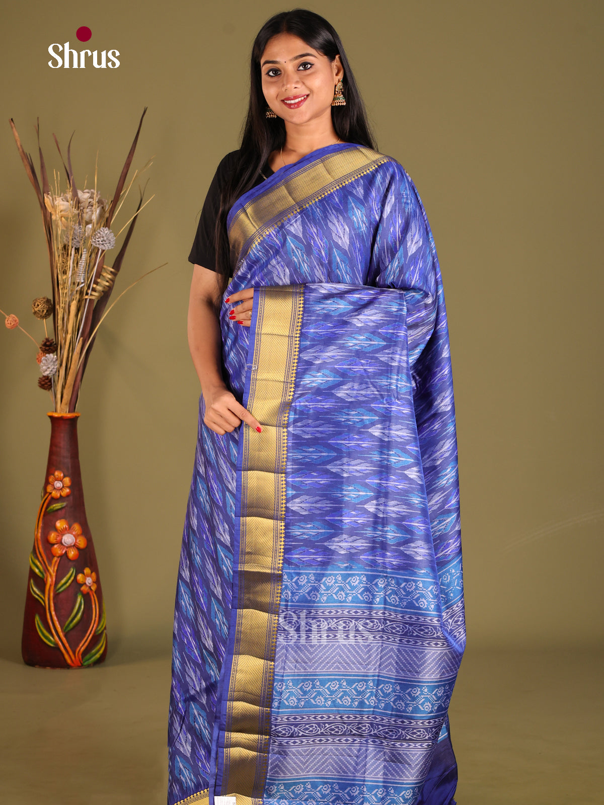 Blue - Semi Patola Saree