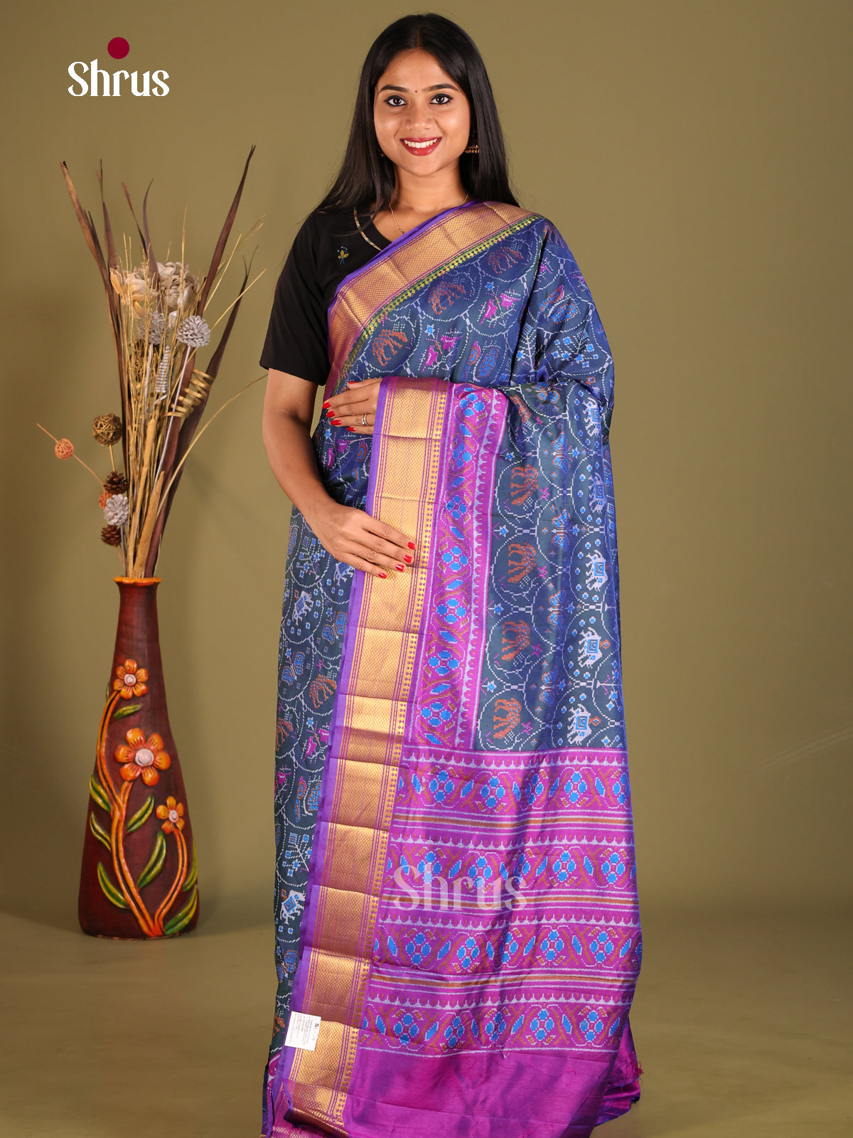 Blue & Purple- Semi Patola Saree