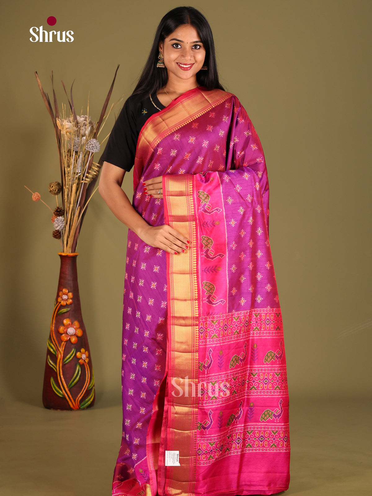 Purple & Pink - Semi Patola Saree