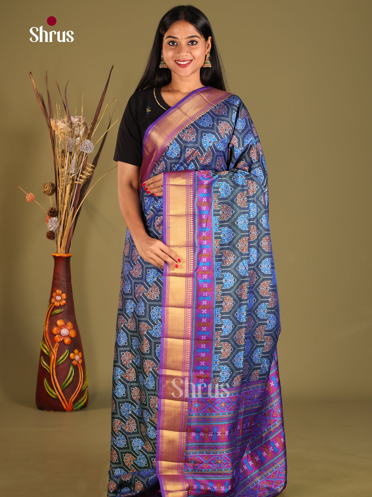 Blue & Purple - Semi Patola Saree