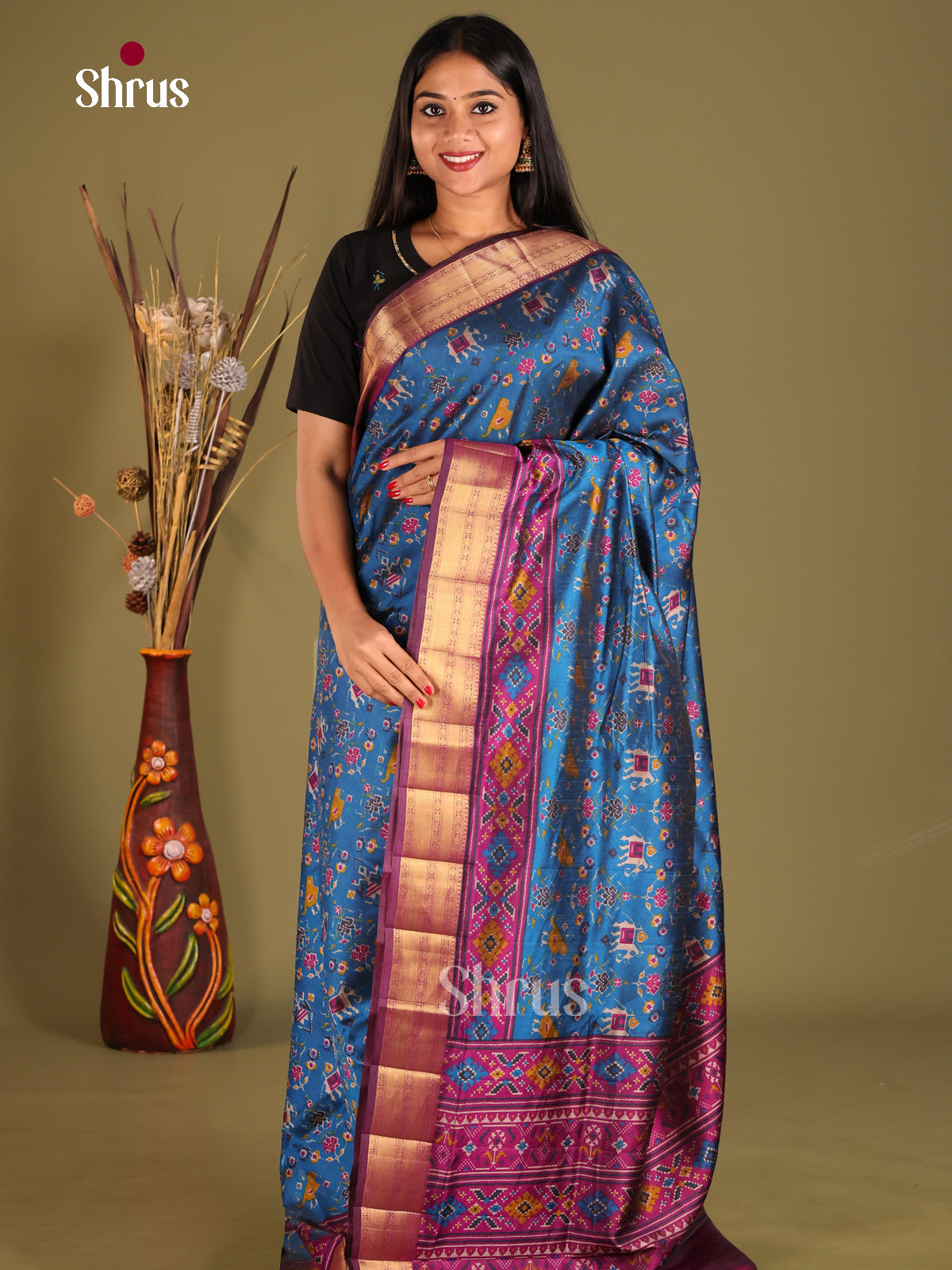 Blue & Purple - Semi Patola Saree
