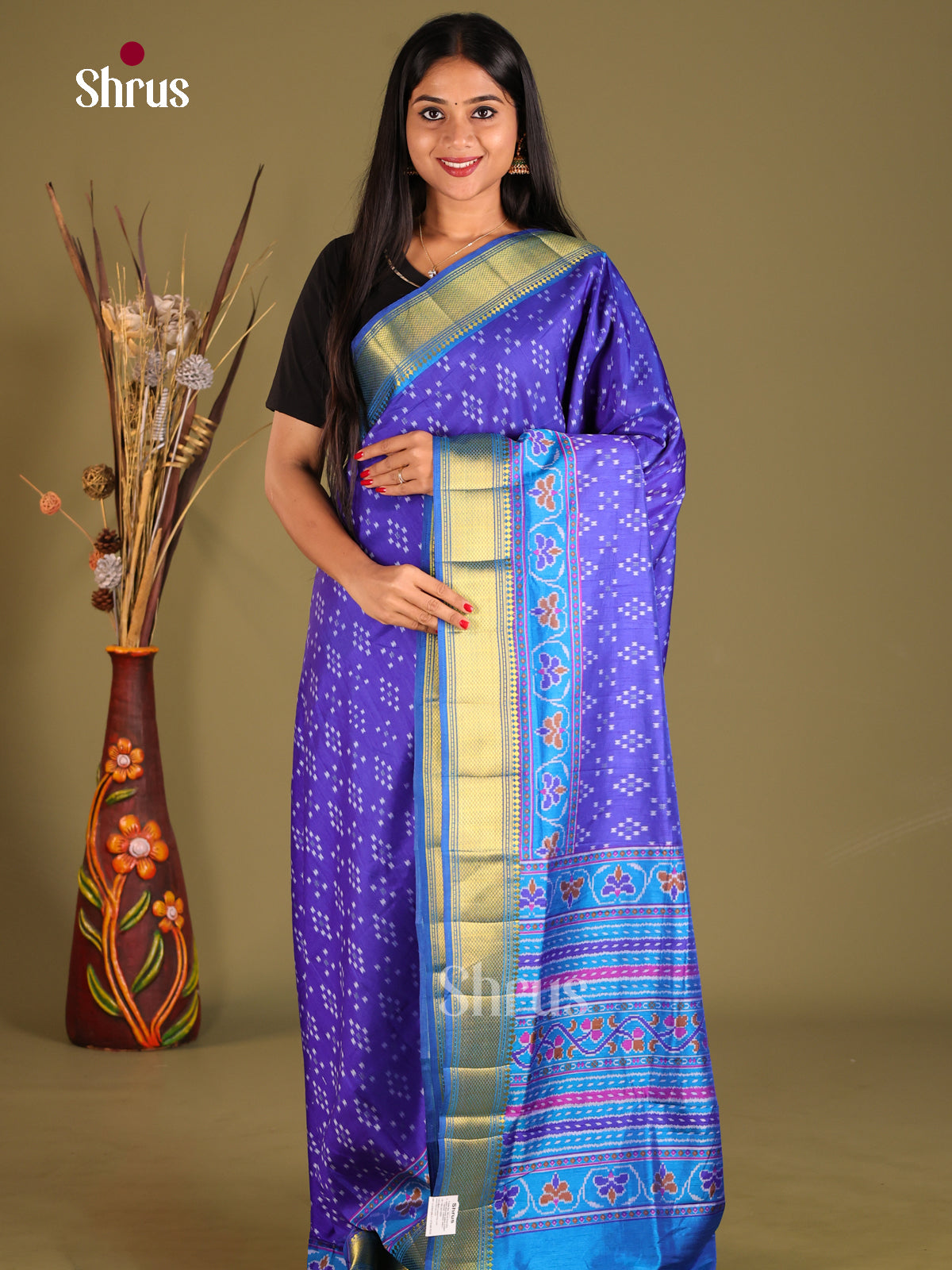 Blue - Semi Patola Saree