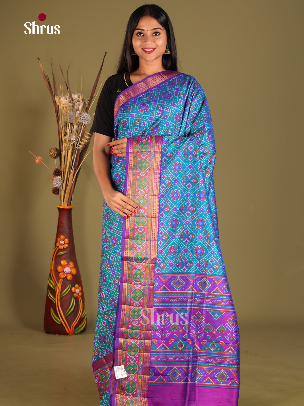 Blue & Purple - Semi Patola Saree