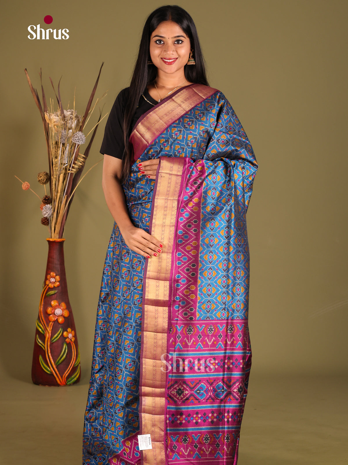 Blue & Purple - Semi Patola Saree