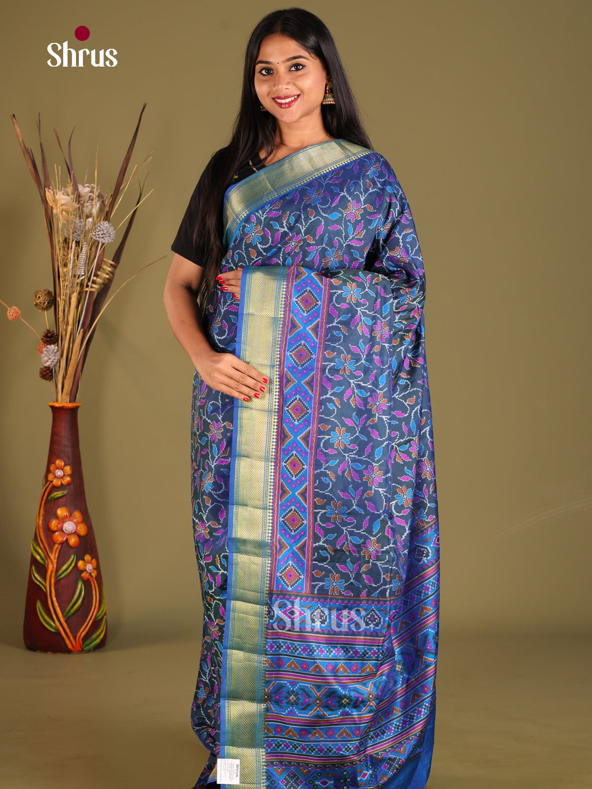 Blue - Semi Patola Saree