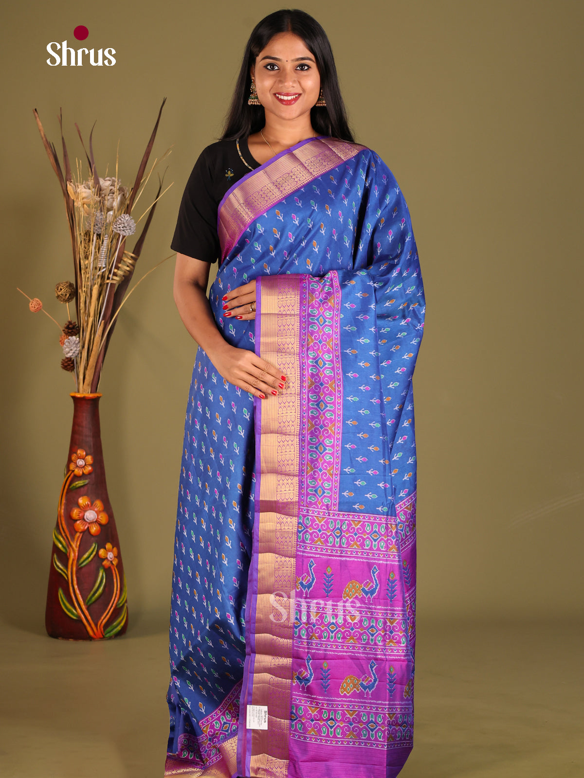 Blue & Purple- Semi Patola Saree