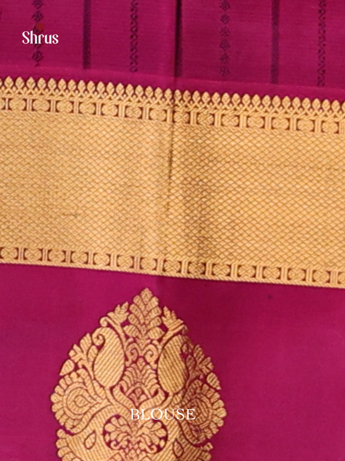 Lavender and purple Kanchipuram silk Saree with zari stripes, contrast border-3