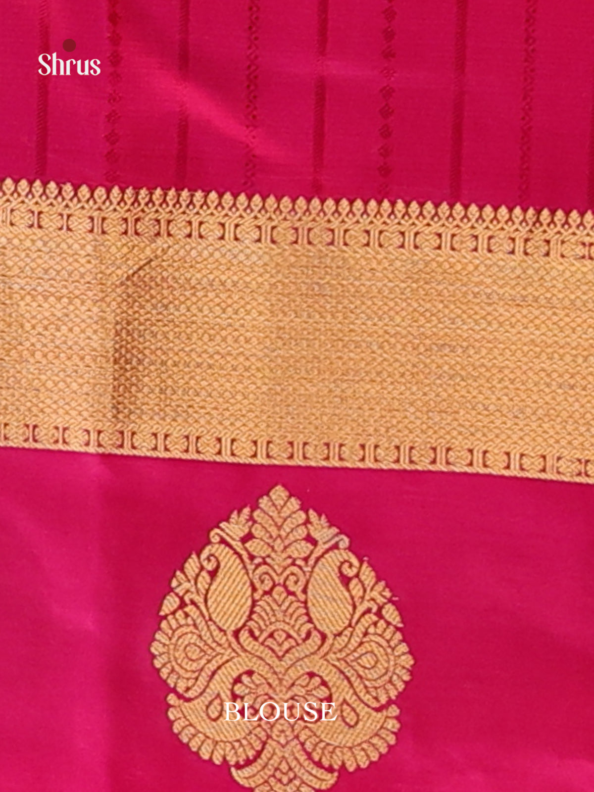 Orangish Pink & Pink Kanchipuram silk Saree with zari stripes , brocade pallu-3