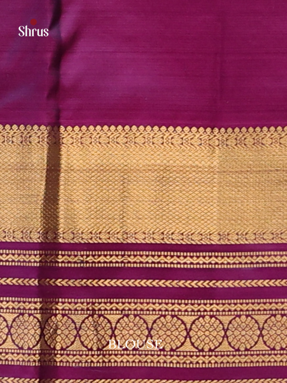 Blue & Purple Kanchipuram silk Saree with zari stripes, buttas-3