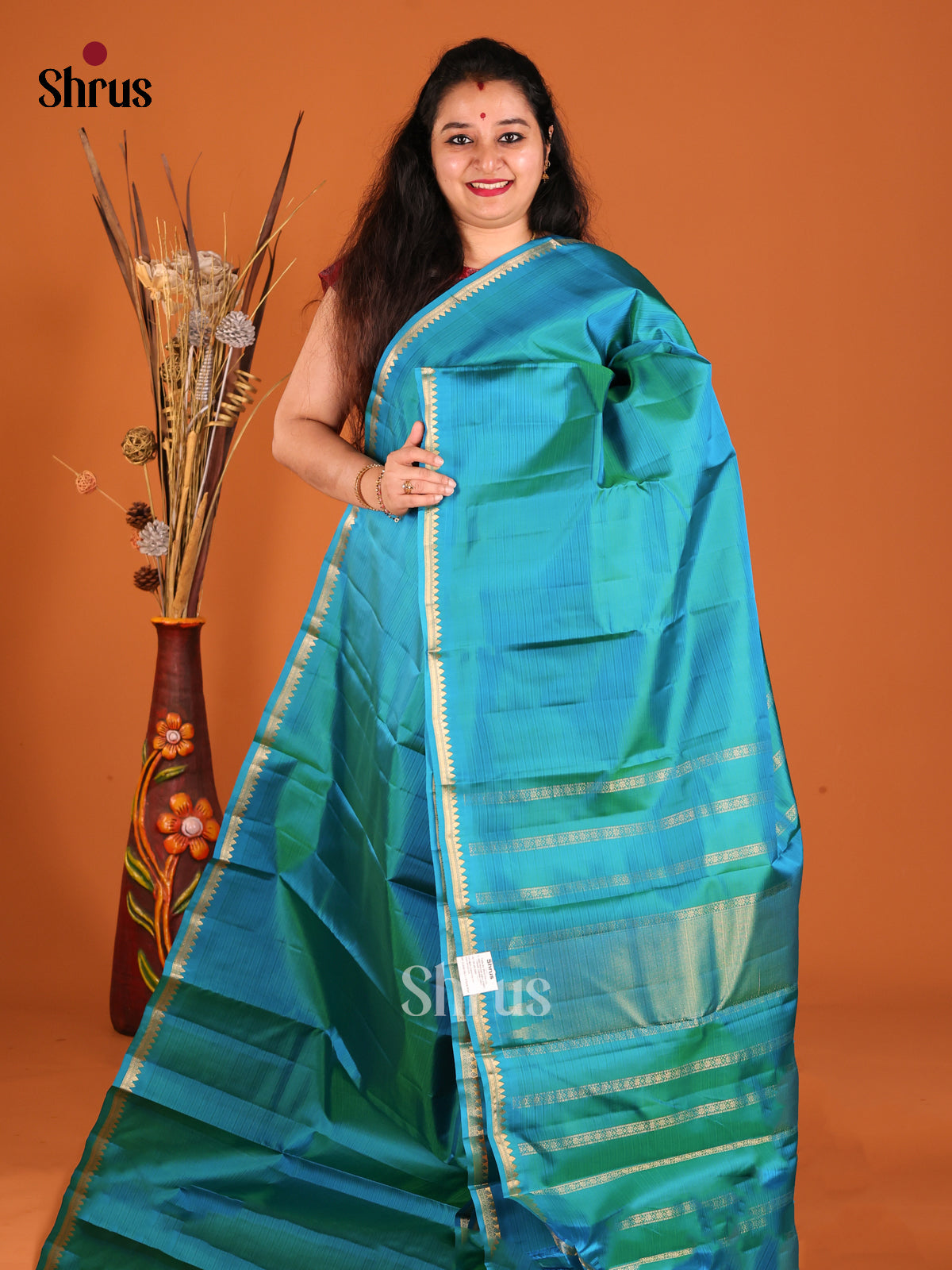 Regal Blue monochrome Kanchipuram silk Saree with zari woven pallu