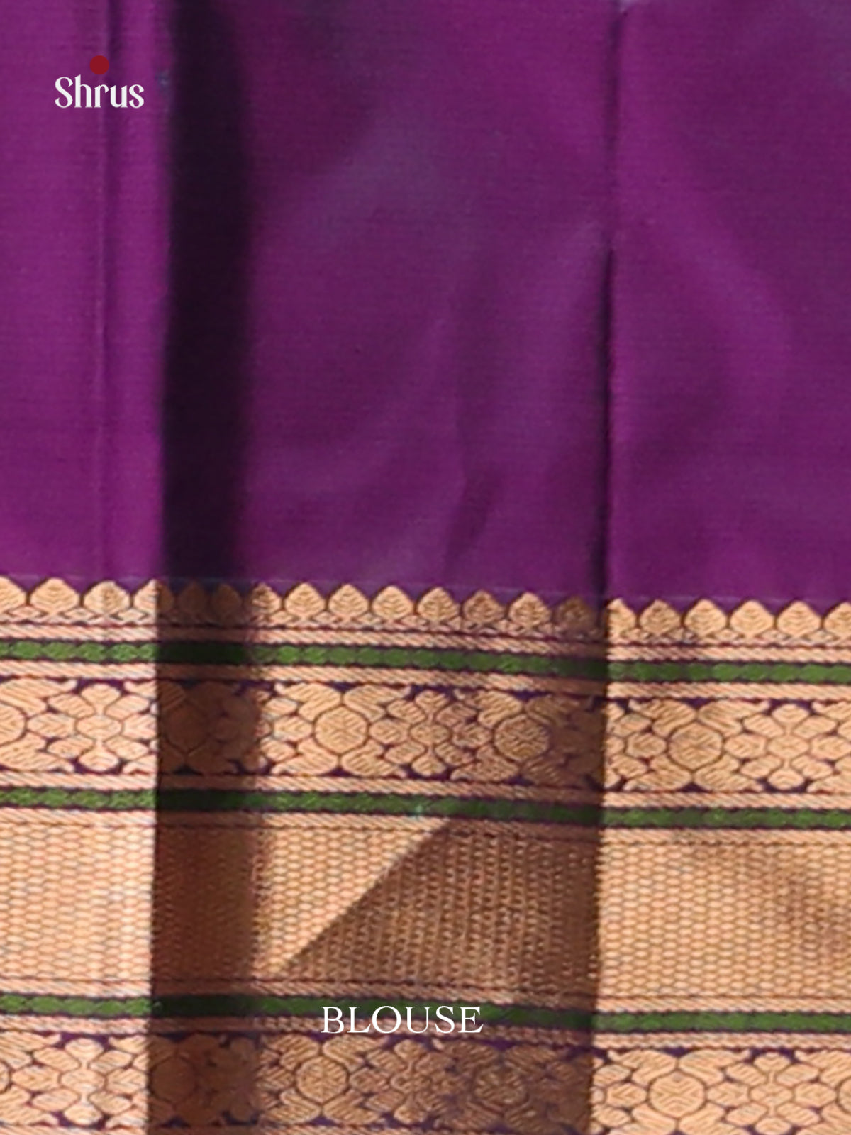 Blue & Violet Kanchipuram silk Saree with contrast zari brocade Pallu-3