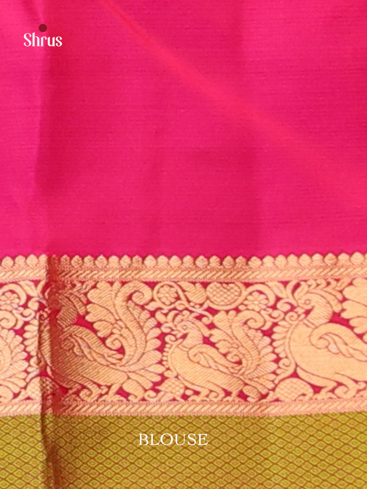 Orange & Pink Kanchipuram silk Saree with contrast peacock vine zari border-3