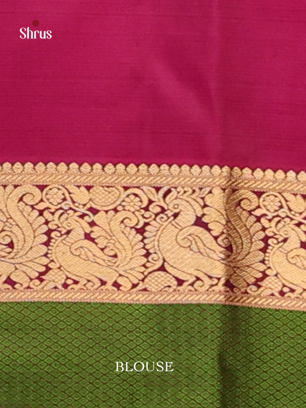 Classy green & Purple Kanchipuram silk Saree with floral nestling brocade pallu-3