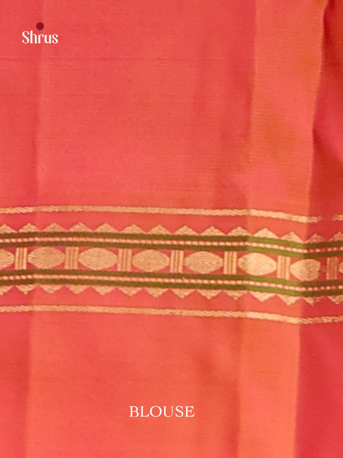 Pink & Orange Kanchipuram silk Saree with contrast Rettaipet border-3