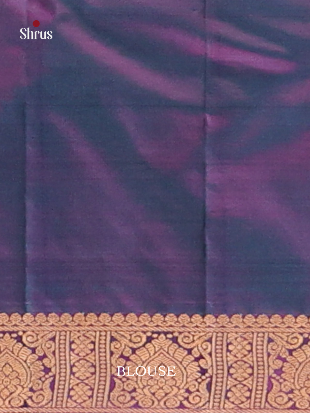 Purple & Blue Kanchipuram silk Saree with rich floral vine zari border-3