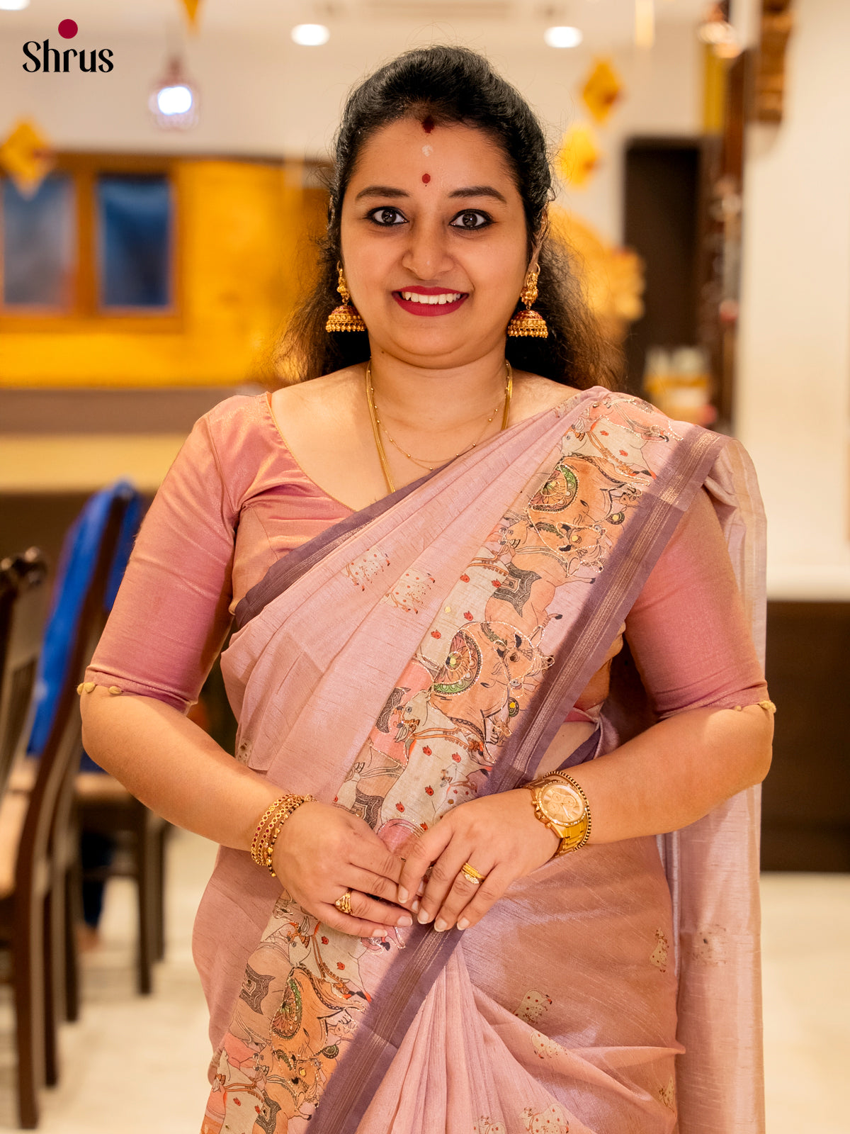 Lavender - Semi Chanderi Saree -1