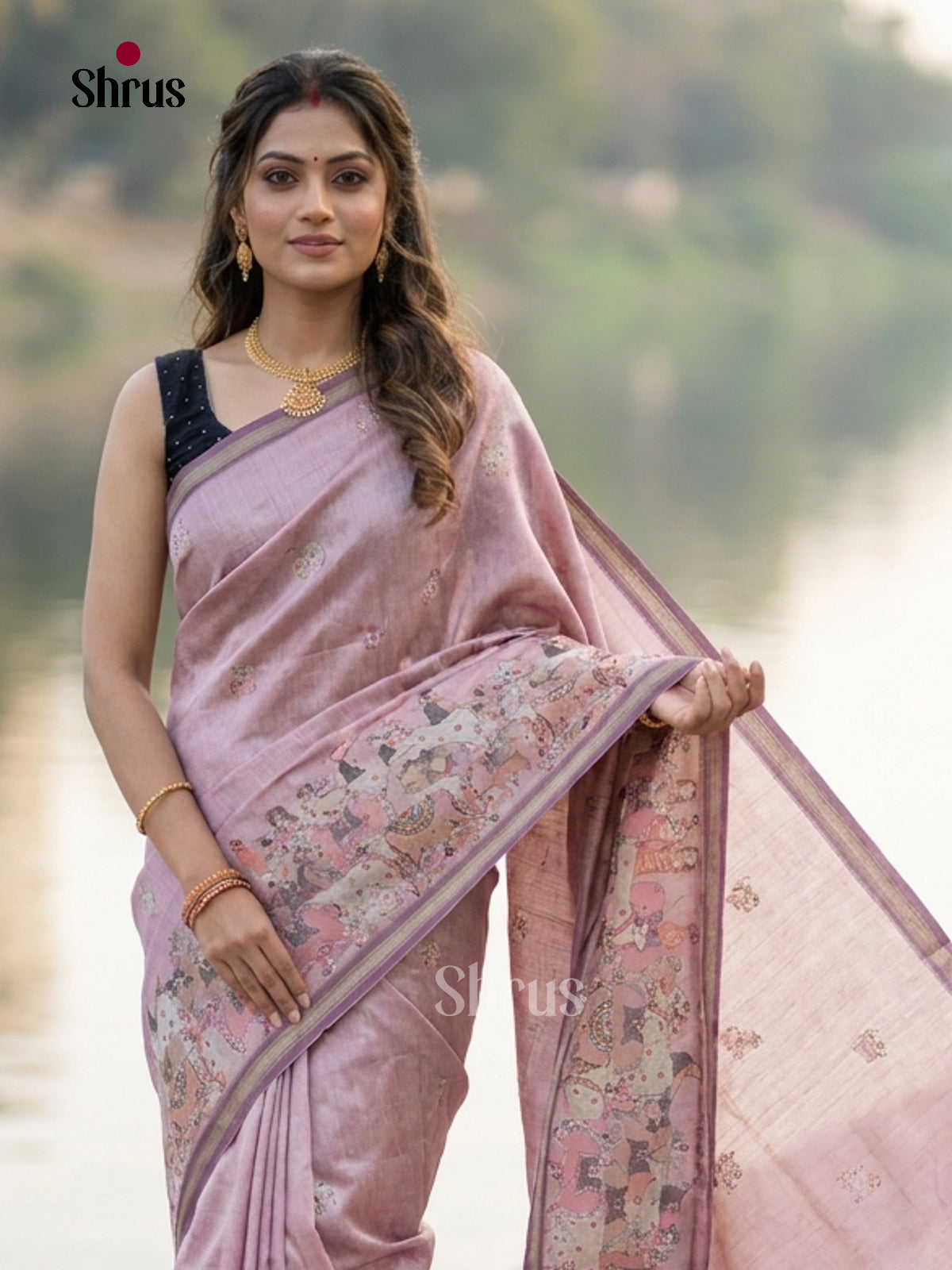 Lavender - Semi Chanderi Saree