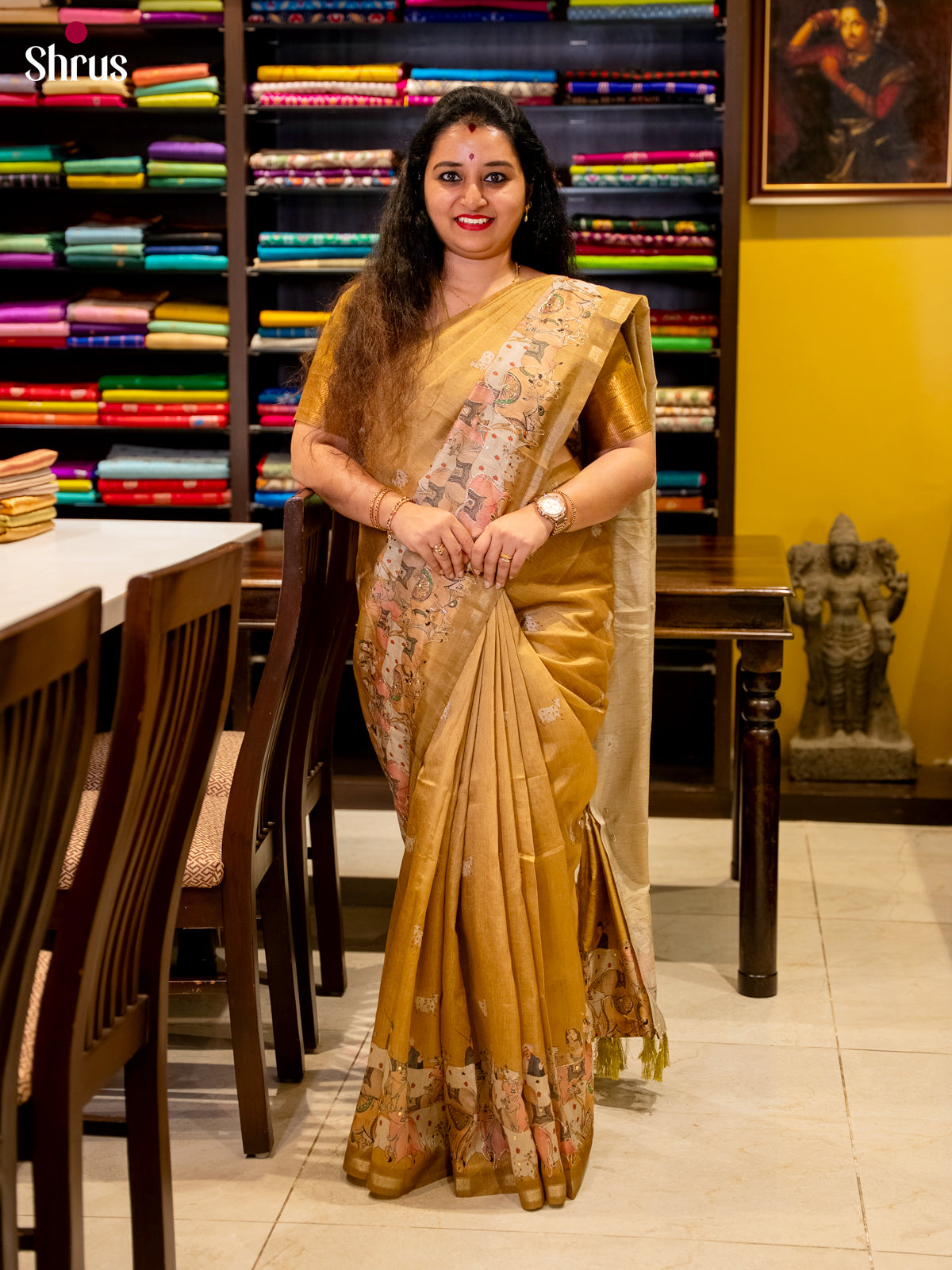 sandel - Semi Chanderi Saree