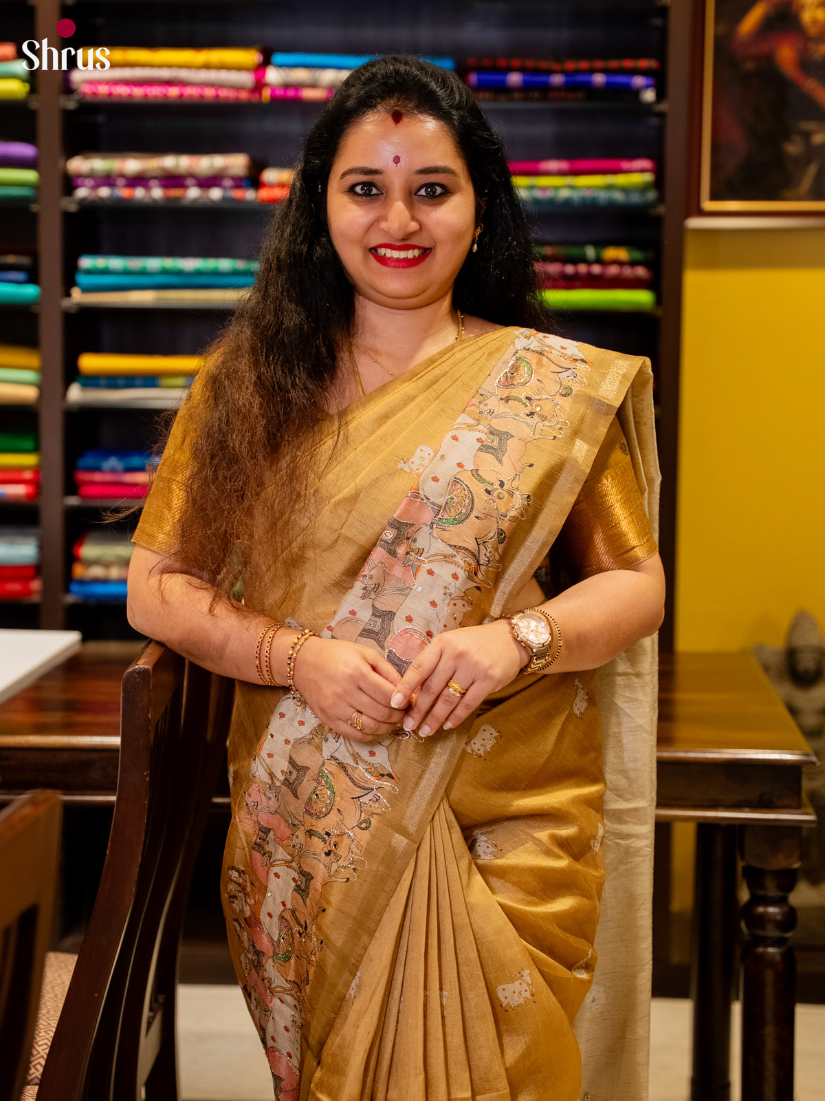 sandel - Semi Chanderi Saree -1